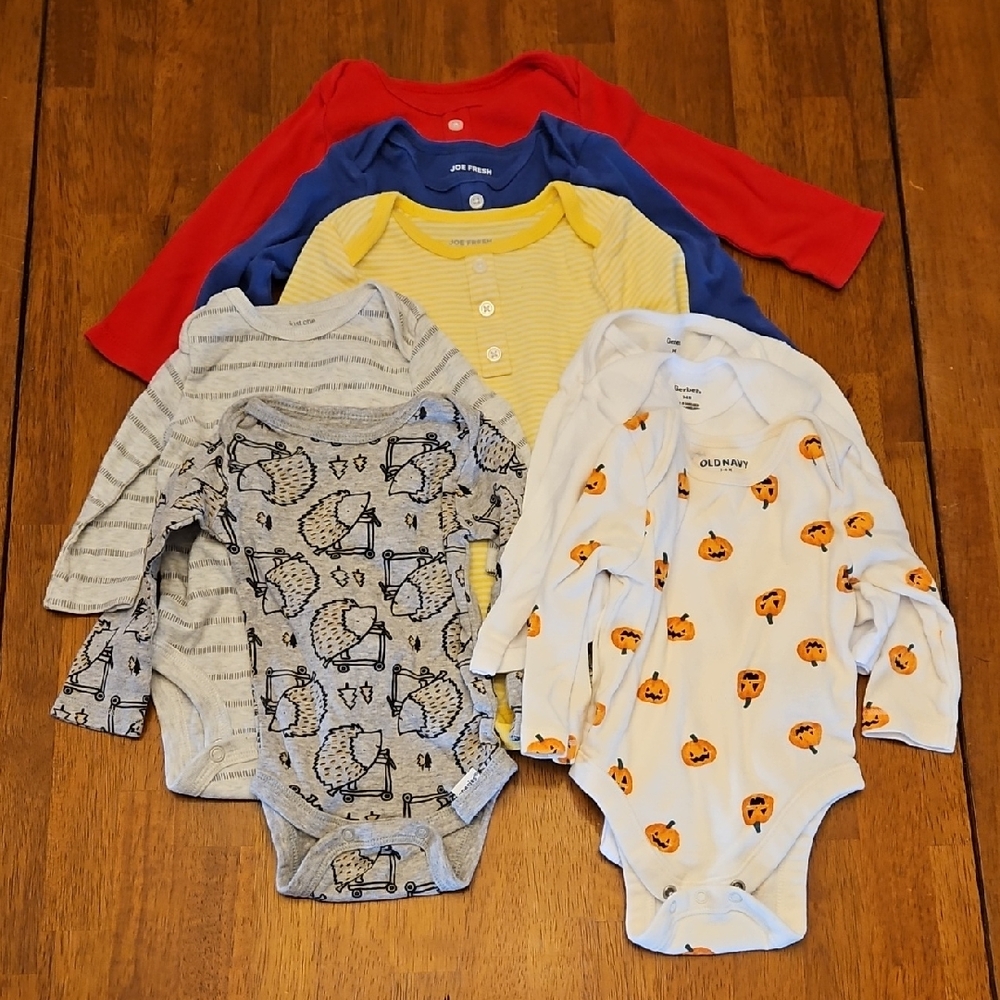 Lot Of 8 Long Sleeve Onesies Various Sizes